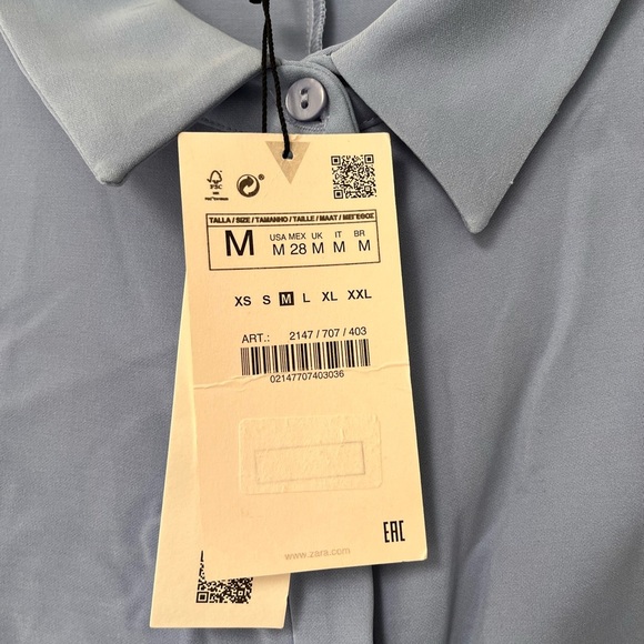 NWT Zara Asymmetric Draped Blue Shirt Dress M - Picture 10 of 15